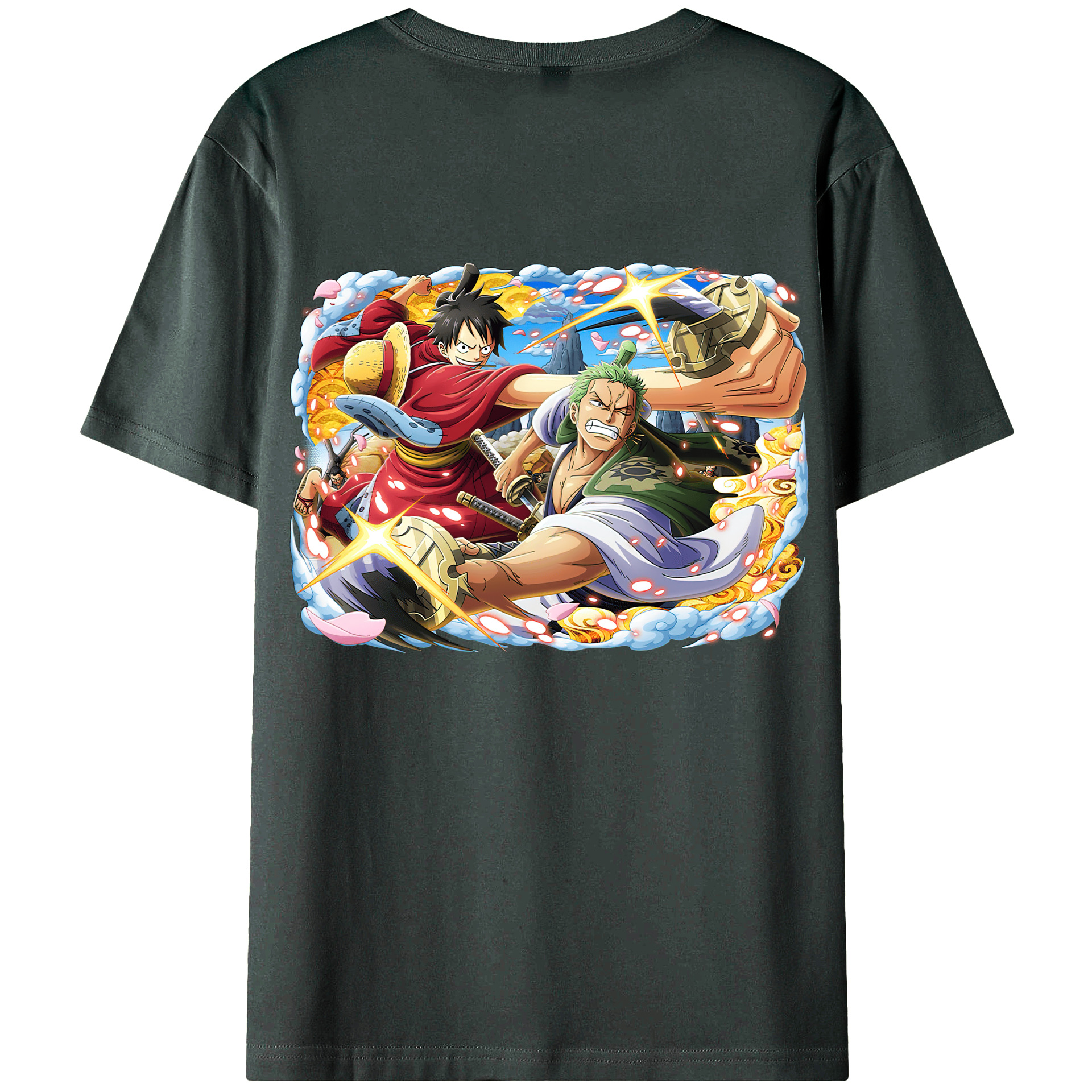 ワンピース モンキー・D・ルフィ ONE PIECE Monkey D. Luffy 綿100％ メンズ半袖Tシャツ（バックプリント） 通気性